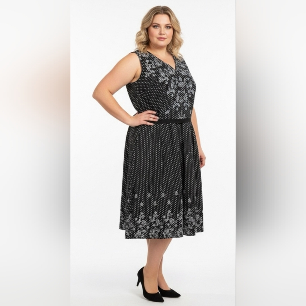 🌸NWT Studio 1940 Black and White Floral Midi Dress